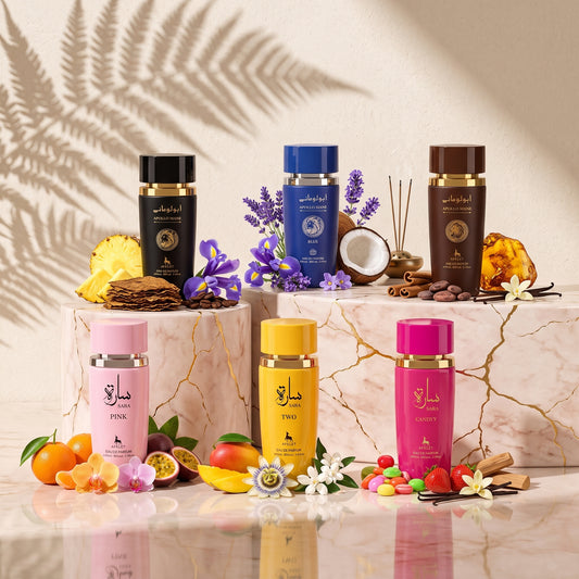 Set 6 Parfumuri Orientale 100ML Dama + Barbati - Apollo Black + Apollo Blue + Apollo Brown + Sara Pink + Sara Two + Sara Candy