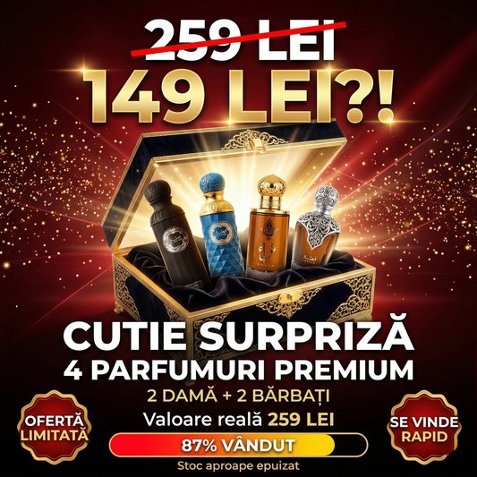 Cutie Surpriză 4 Parfumuri Arăbești Premium – 2 Damă + 2 Bărbați | Doar 149 Lei
