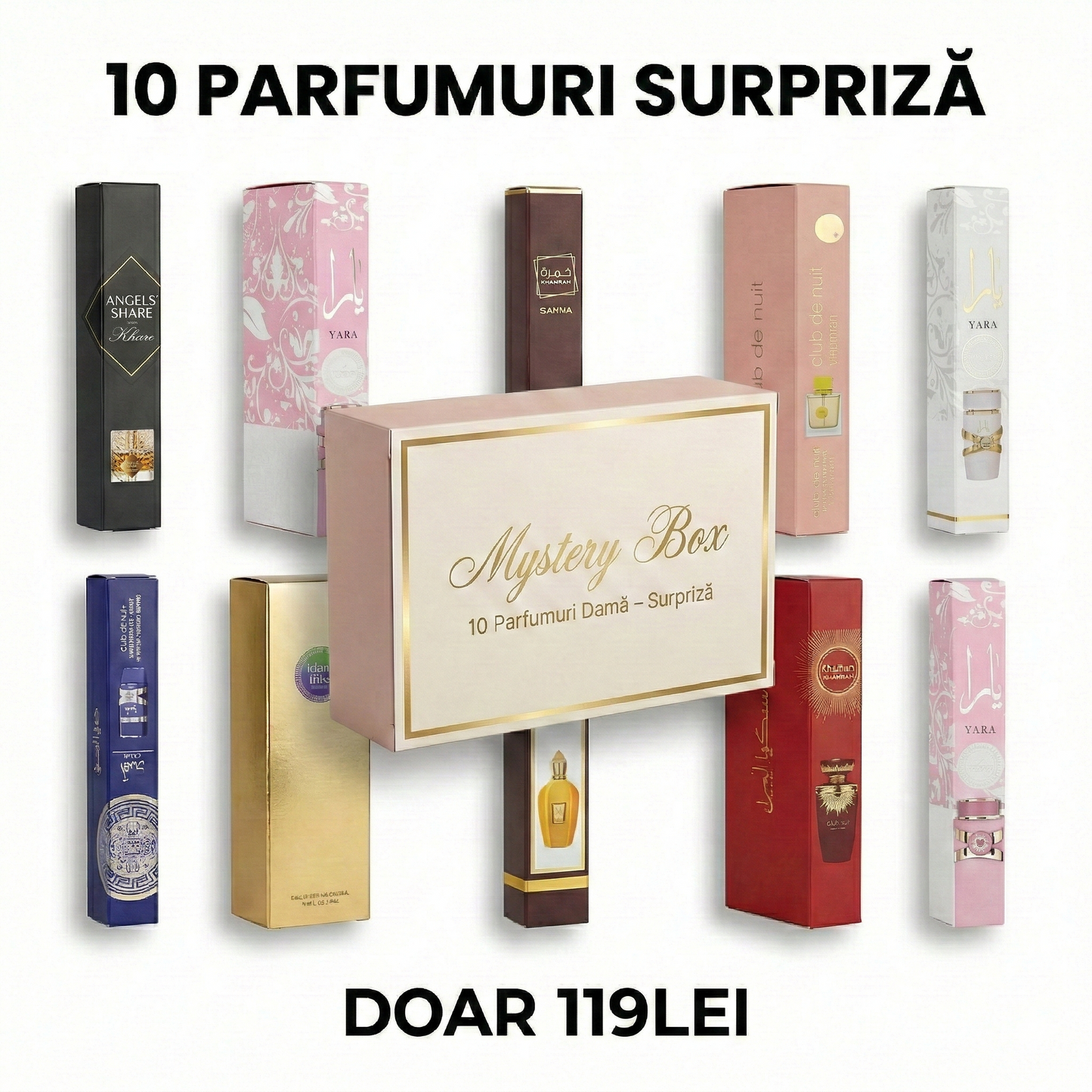 🎁 CUTIA SURPRIZA cu 10 PARFUMURI DAMĂ x 35ML la DOAR 119.99 LEI