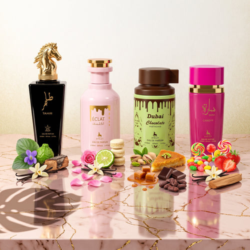 Set 4 Parfumuri Orientale Barbat + Dama - Tahir + Eclat + Dubai Chocolate + Sara Candy