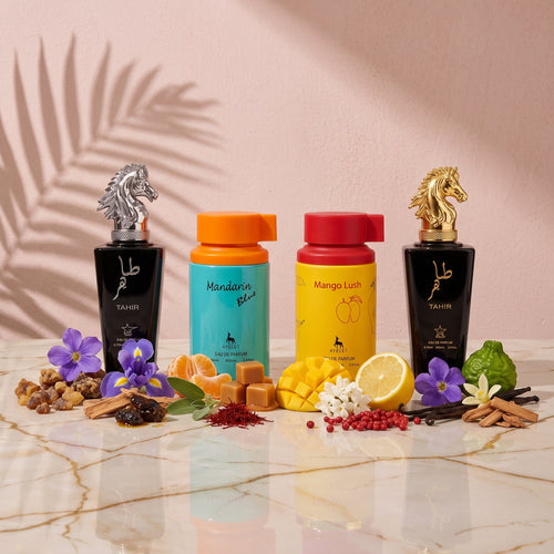 Set 4 Parfumuri Orientale Barbati - Tahir Gold + Mandarin Blue + Mango Lush + Tahir Silver