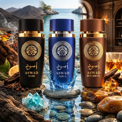 OFERTA LIMITATA ⏳ 3 PARFUMURI BARBATESTI 100ML - ASWAD BOURBON + ASWAD AQUA + ASWAD NOIR