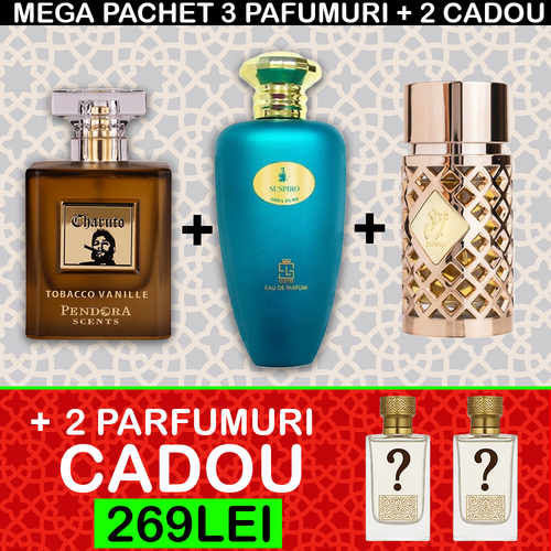 MEGA PACHET 3+2 GRATIS: Jazzab Gold + Charuto Tobacco Vanille + Suspiro Abra Pure + 2 PARFUMURI SURPRIZA