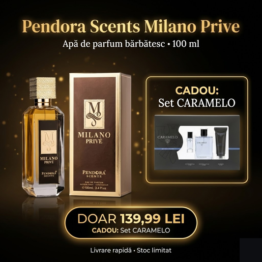 Pendora Scents Milano Prive, apa de parfum, de barbat, 100 ml + CADOU Set pentru barbati Caramelo Lavander&Pachouli