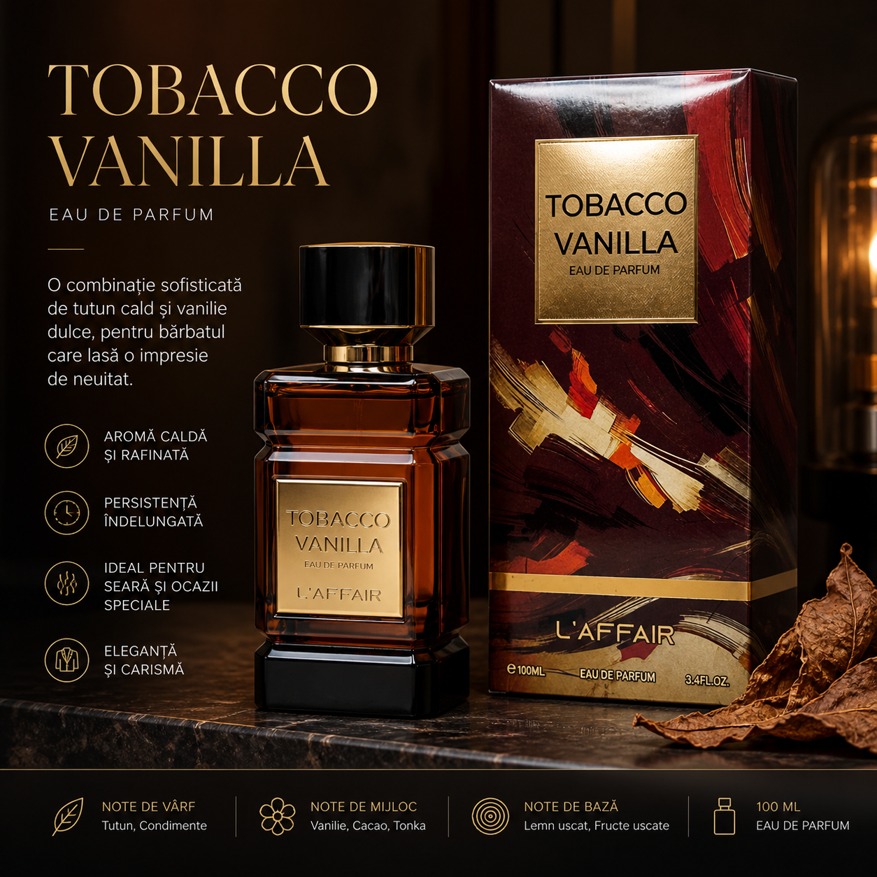 Parfum Tobacco Vanille by L'Affair 100ml – Aromă Intensă de Tutun & Vanilie | Persistență Premium