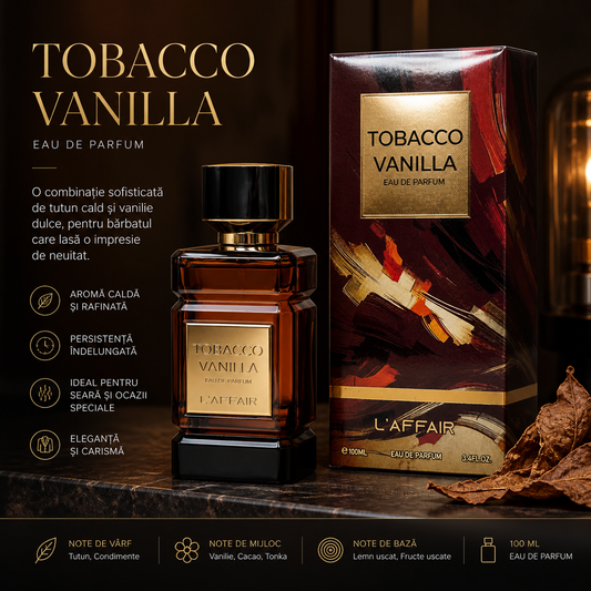 Parfum Tobacco Vanille by L'Affair 100ml – Aromă Intensă de Tutun & Vanilie | Persistență Premium